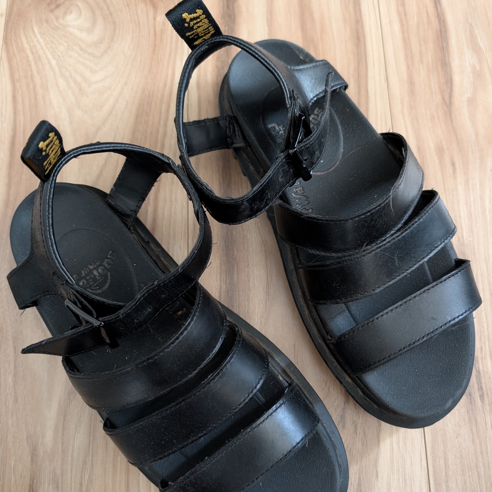 Dr. Martens Black Leather Strap Sandals